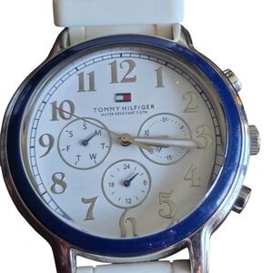 Tommy Hilfiger White Silicone Multi-Function Chronograph Watch Womens OS Sporty